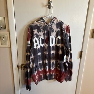 AC/DC Tie-Dye Hoodie in Black, White, and Red